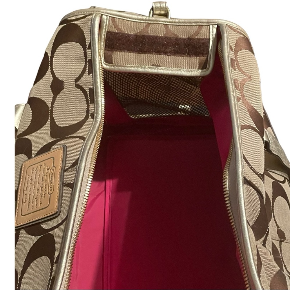Coach Khaki Monogram Pet Carrier - Gold Leather Accents - Excellent Condition - Picture 5 of 15